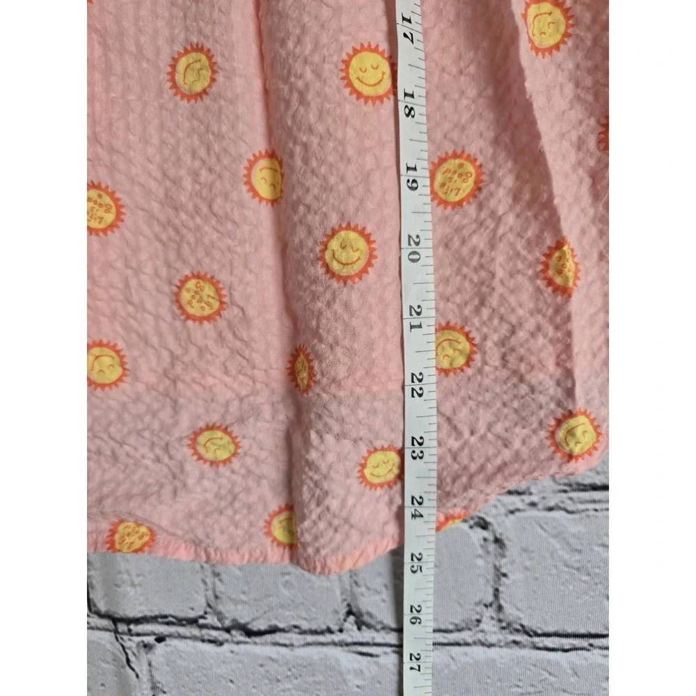 Life Is Good Sleep Cotton Blend Sunshine Smiling Sun Graphic Print Button Up Top - Picture 9 of 10
